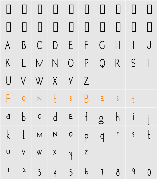 WurkerCondensed Character Map