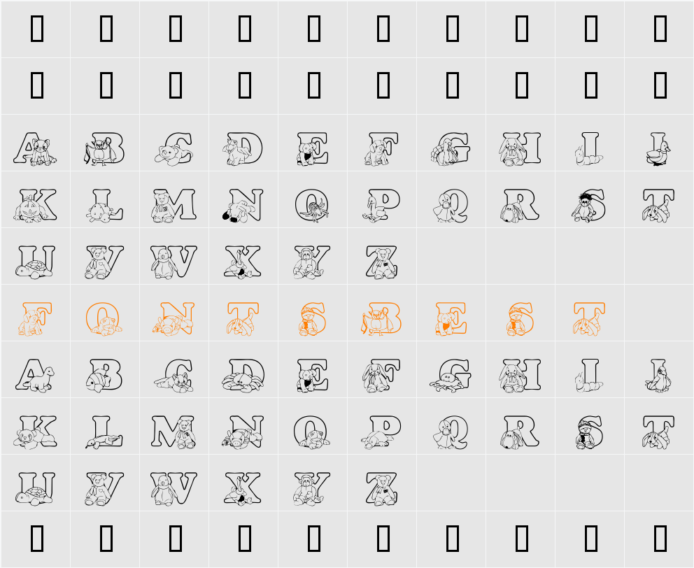 LMS Ty Buddies Character Map