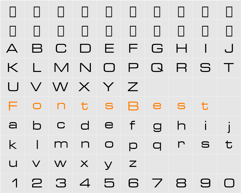 Square721 Ex BT Character Map