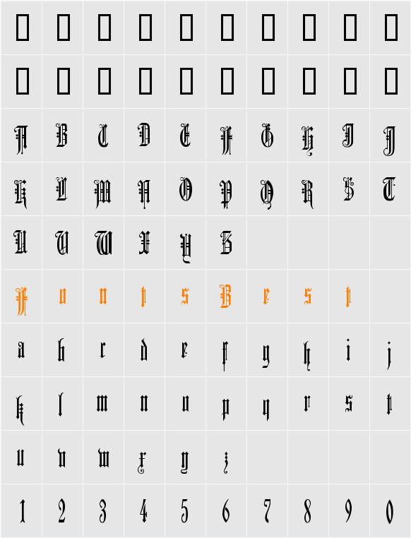 DuererGotisch Character Map