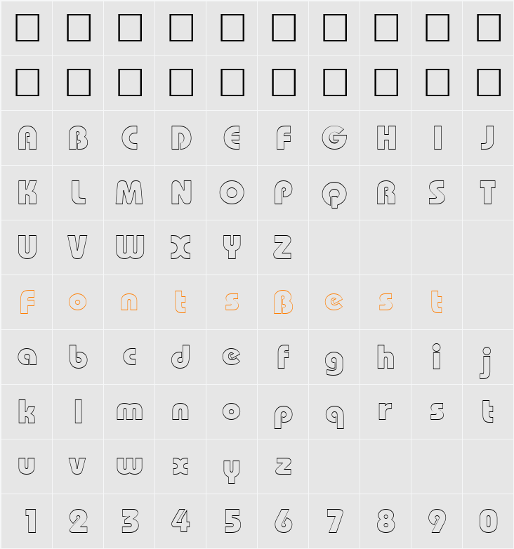 BordeauxBlackOutline Character Map