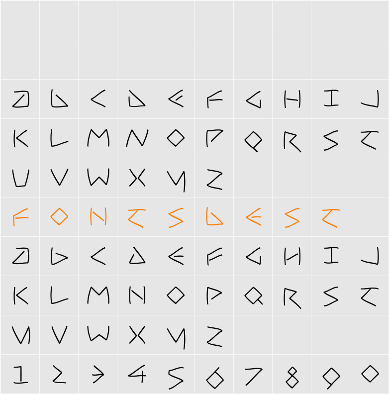 UncialFiftySoft Character Map