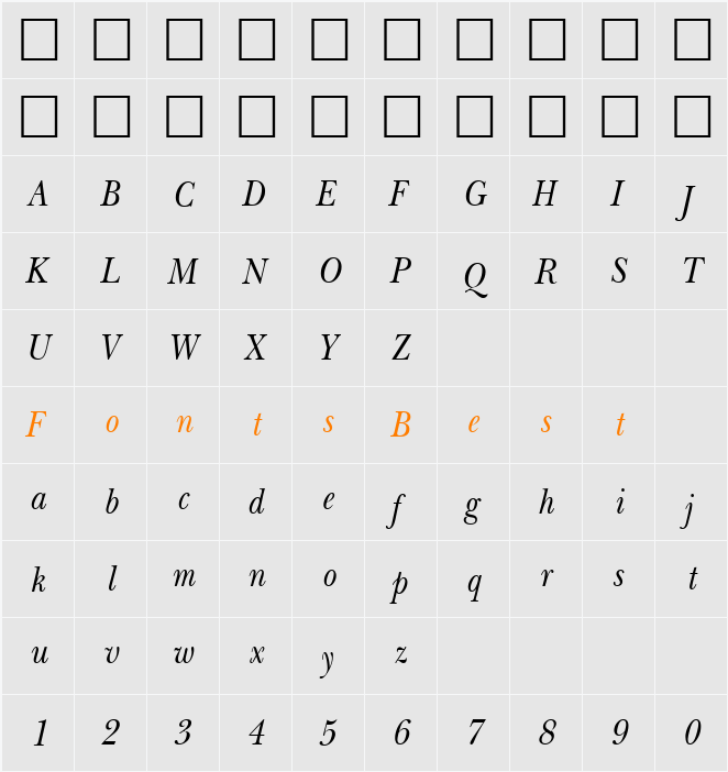 PSL-Irene Character Map