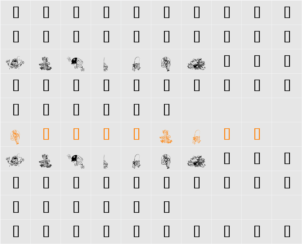 KR A Fishing We Go Character Map