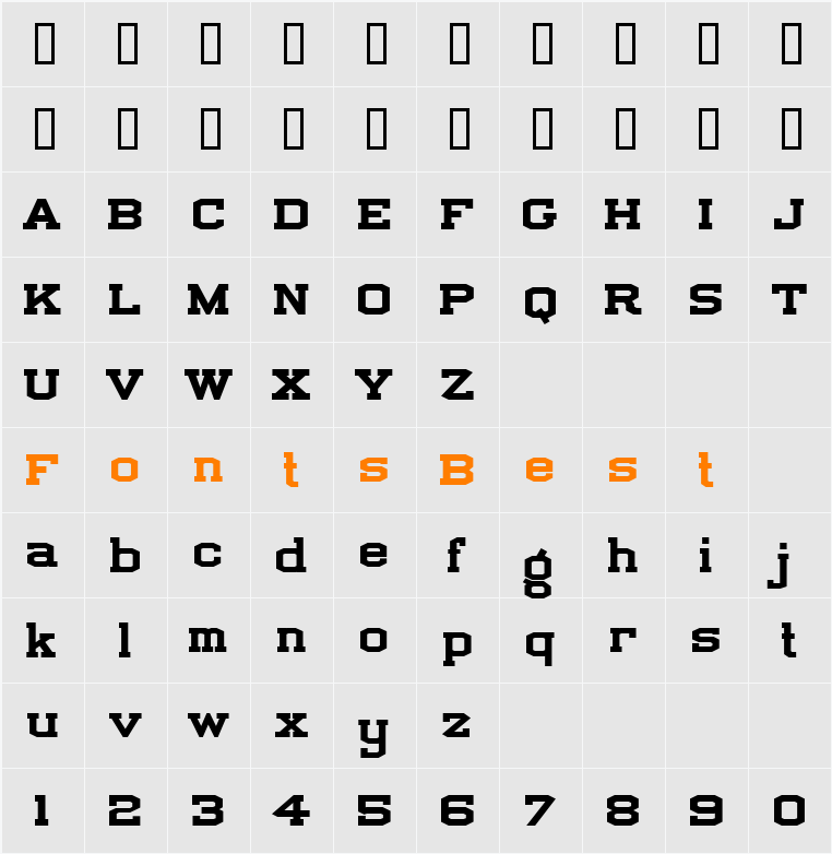LHF Full Block Character Map