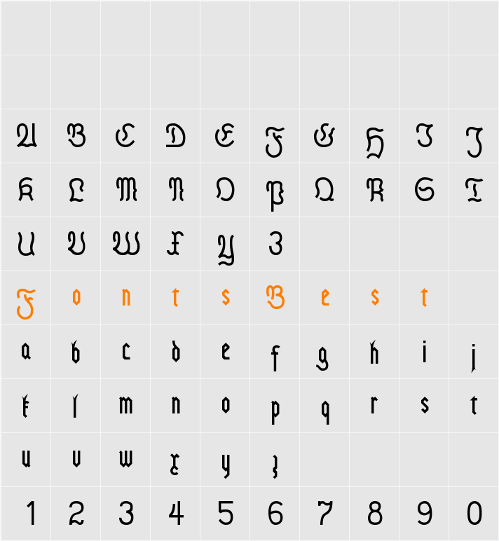 Fraktur Modern Character Map