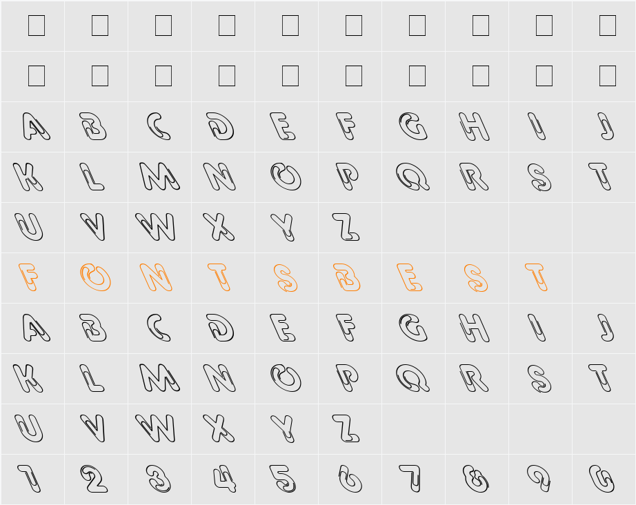 Paper Clips Bent to the Left Character Map