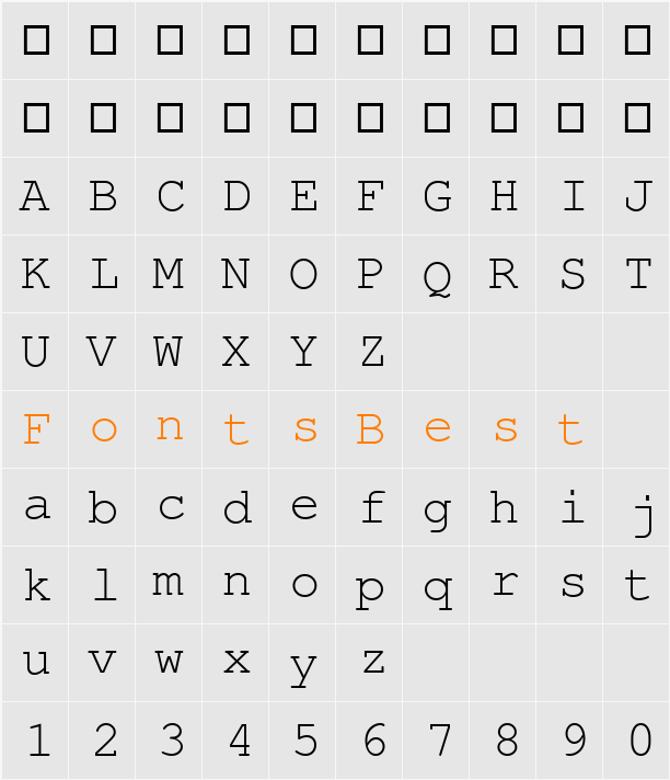 Nimbus Mono L Character Map