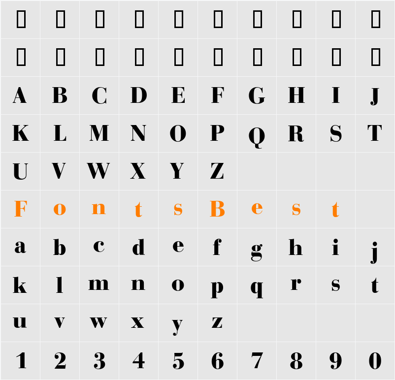 Bodoni-Display Character Map