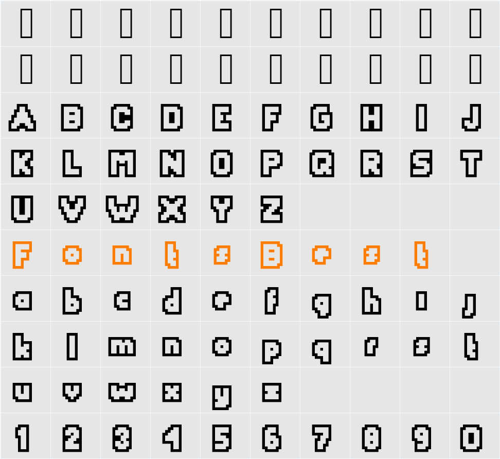 YetBumblerOutlin Character Map