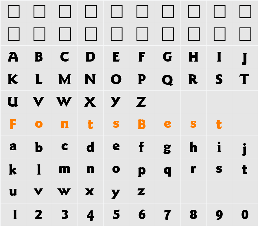 GoudySansTwoBlack DB Character Map