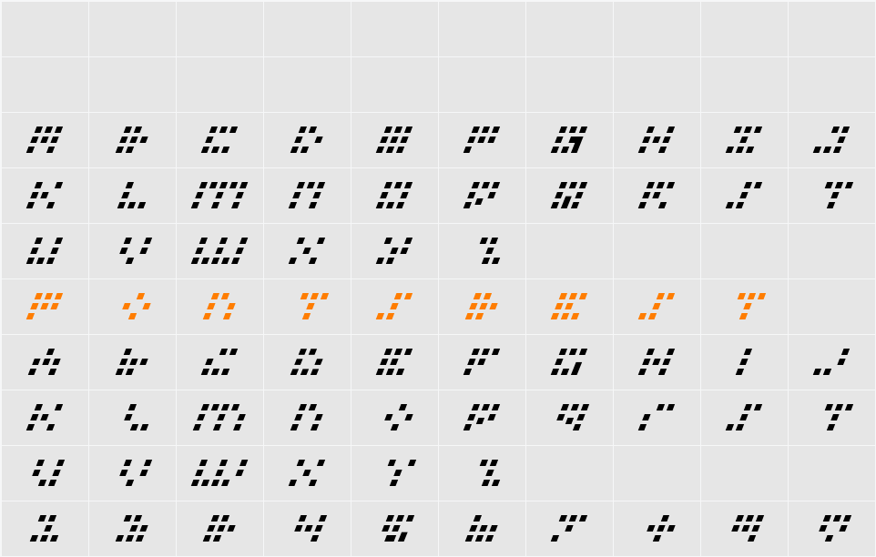 Iconian Italic Character Map
