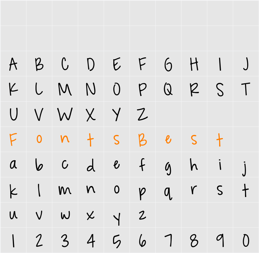 KG Feeling 22 Character Map