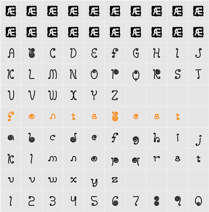 Licorice Strings BRK Character Map