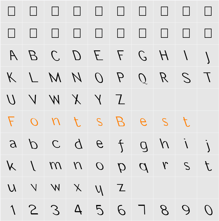 FZ BASIC 21 LEFTY Character Map