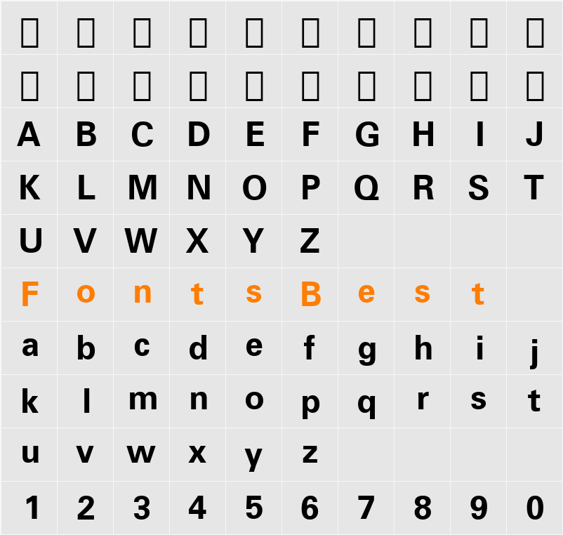 Zurich BT Character Map