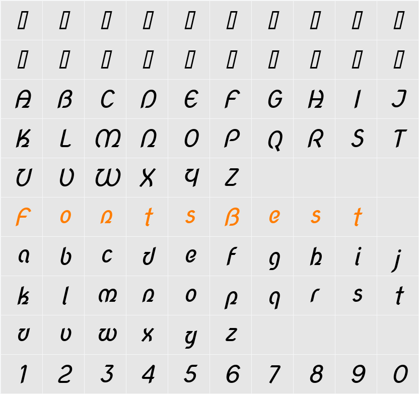 Nova Script Character Map