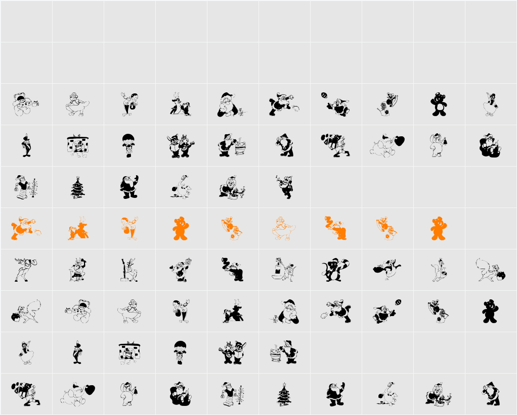 XmasBatzz Character Map