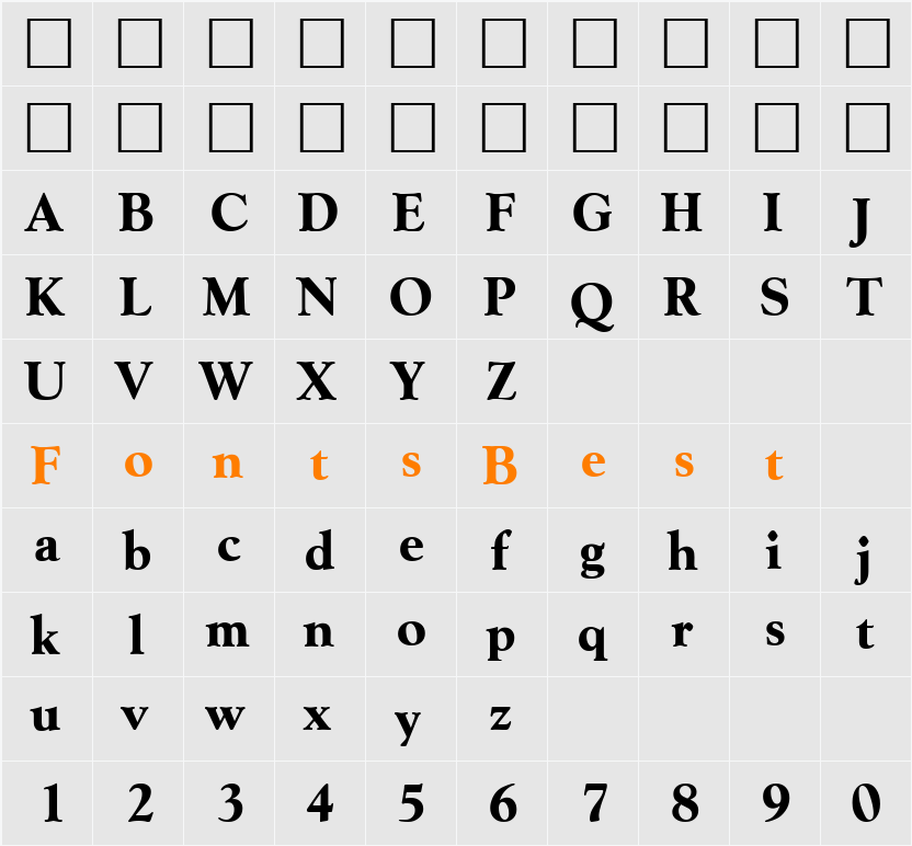 Goudx-Bold Character Map