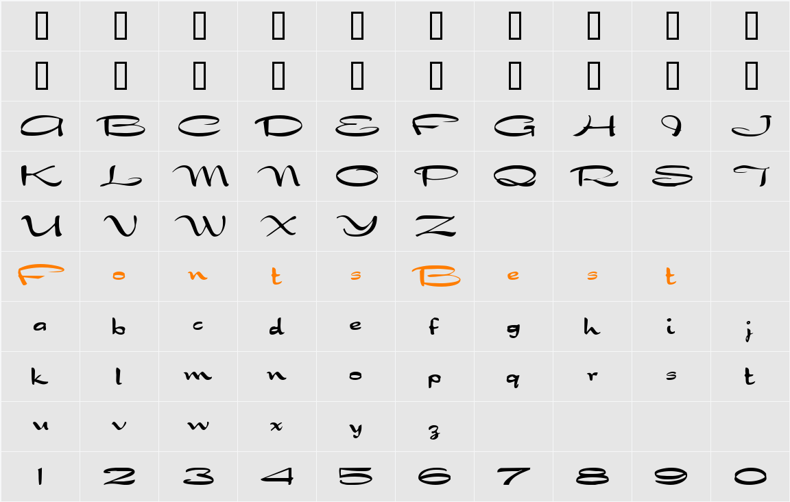 Swoop Character Map