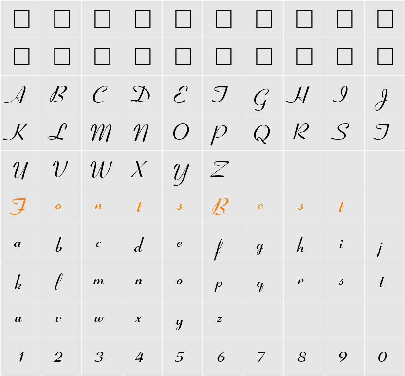 PT RSVP Character Map