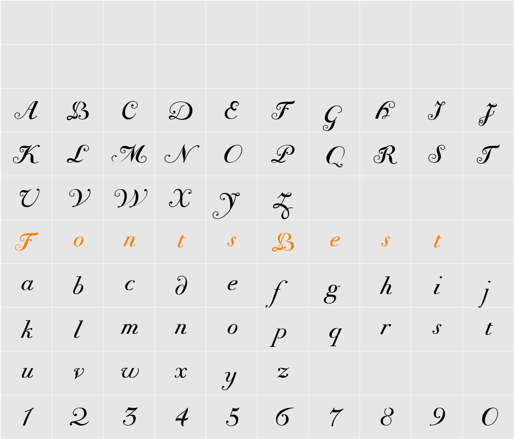 BodoniClassicChancery Character Map