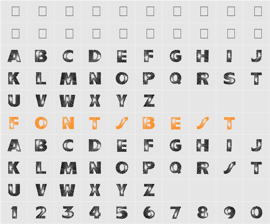 Starburst Character Map