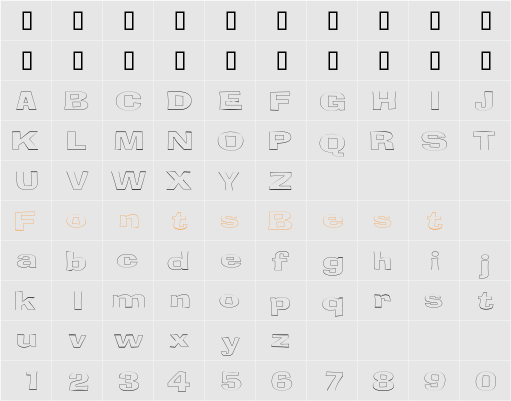 BloxOutlineExtended Character Map
