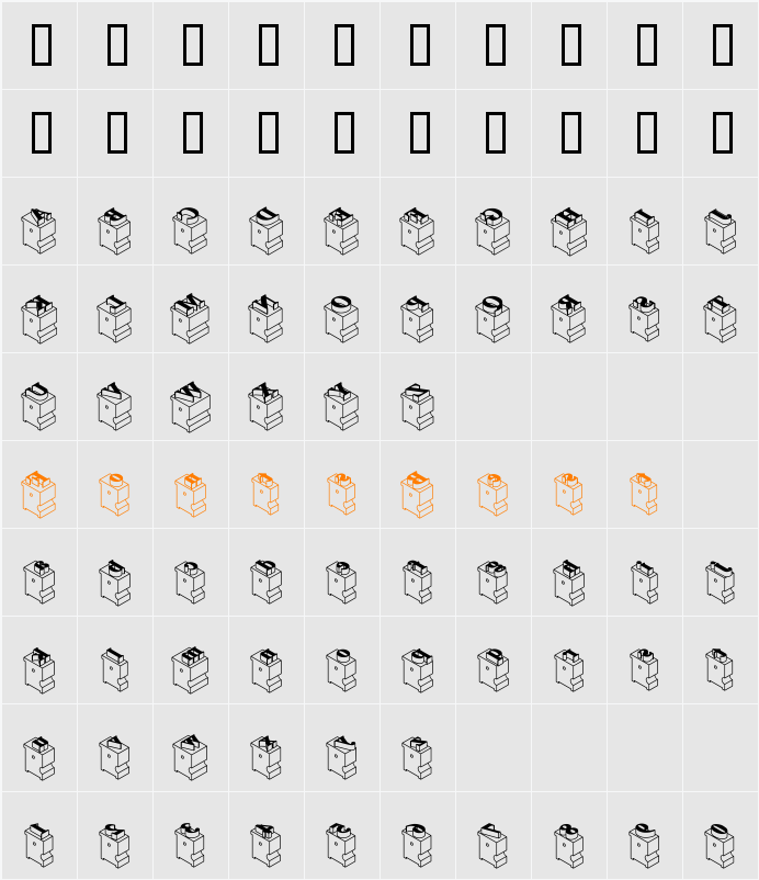 LeadTypeLeftInked Character Map