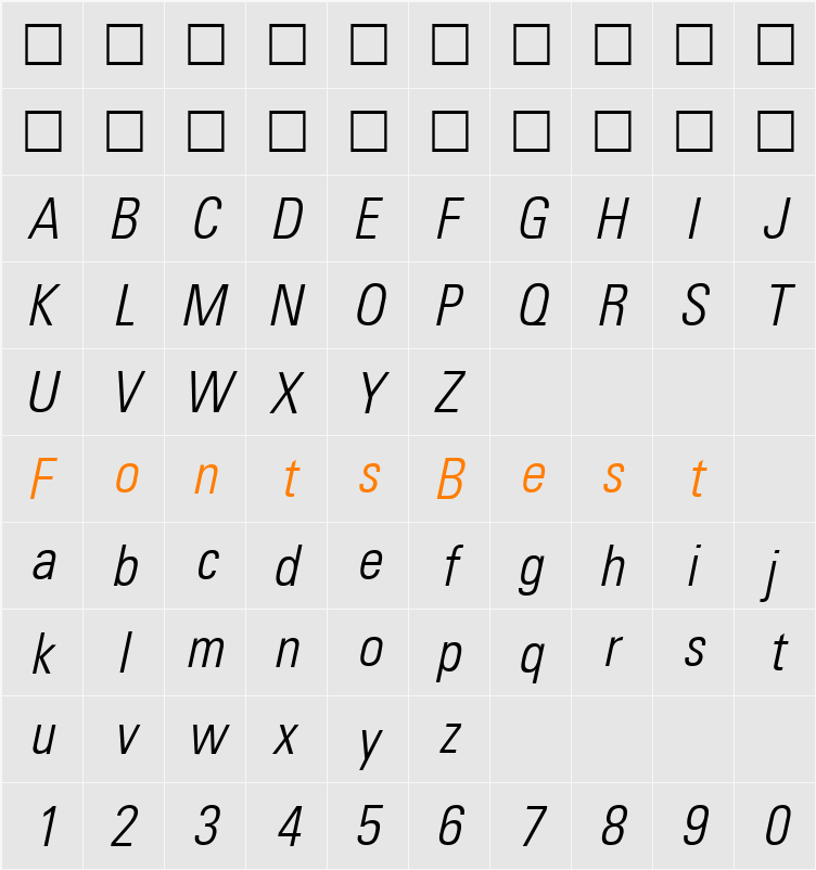 Uniform Condensed Light Character Map