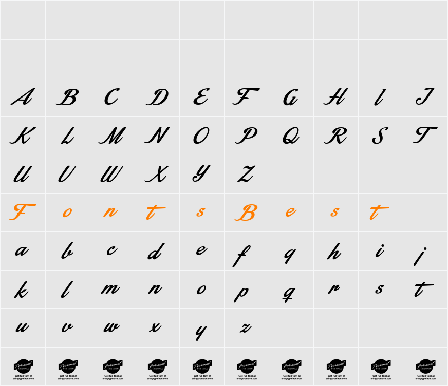 Stainy Personal Use Only Character Map