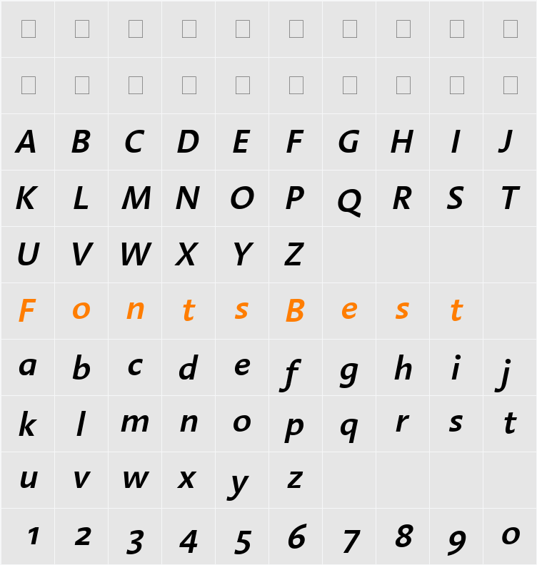 LTAroma Light Character Map