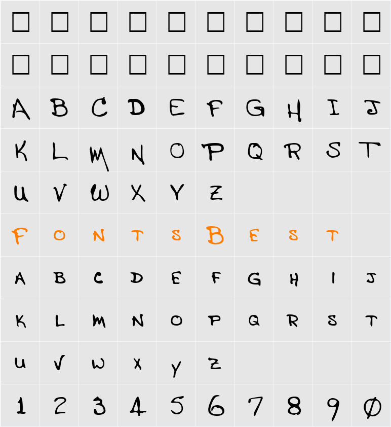 JasonsHand Character Map
