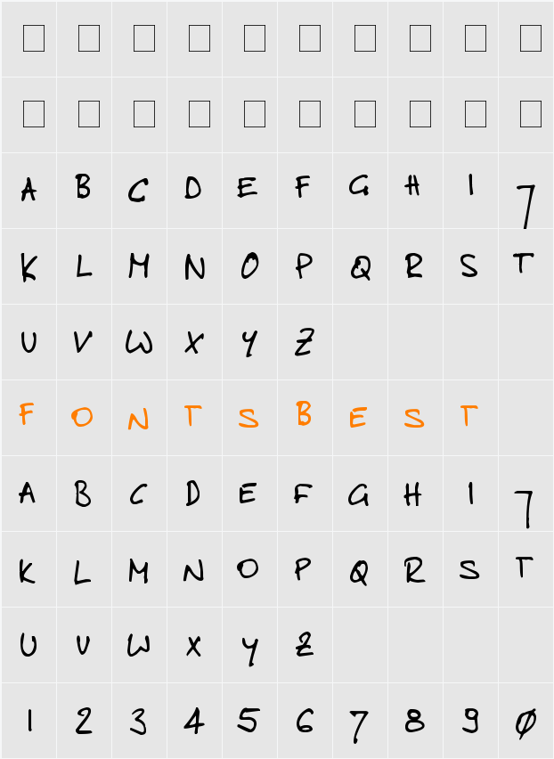 toms handwritten new Character Map