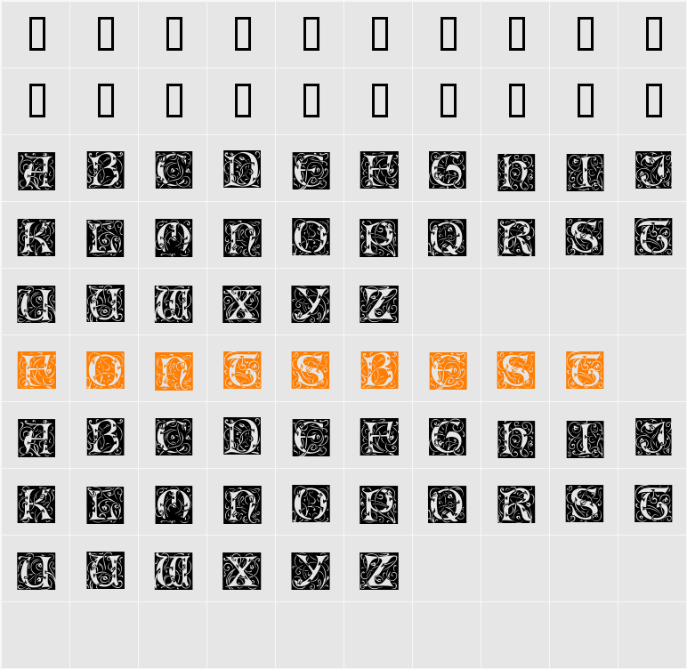 IlluminatiOneDisplayCapsSSK Character Map