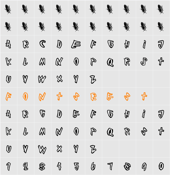 Cockroach Character Map
