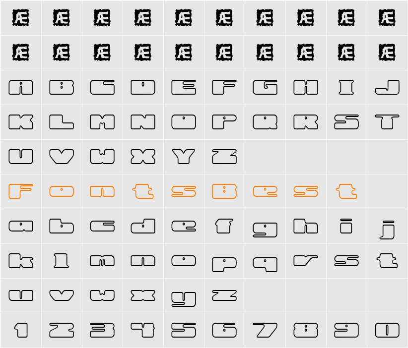 Rotund Outline (BRK) Character Map