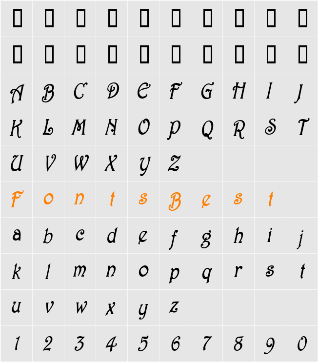 Parisian-Condensed Character Map