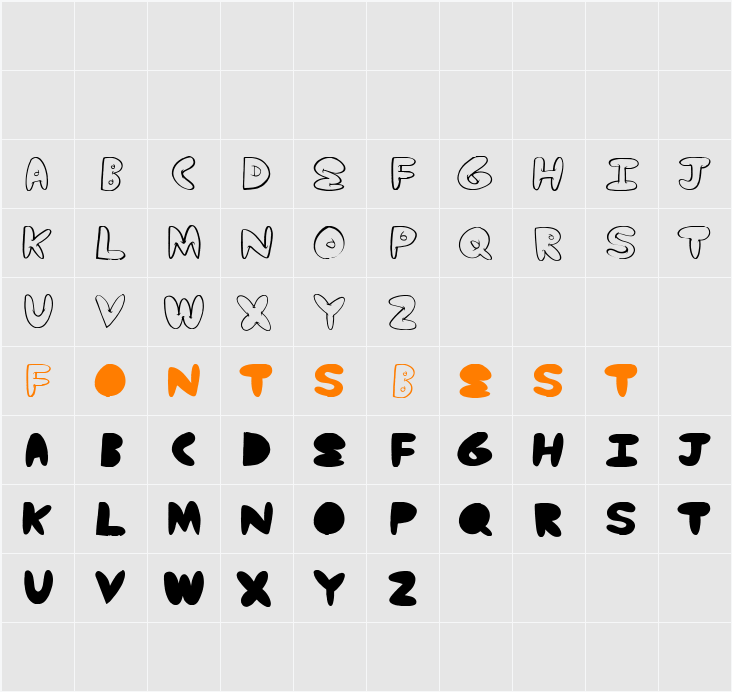 Yummy Nubs Character Map