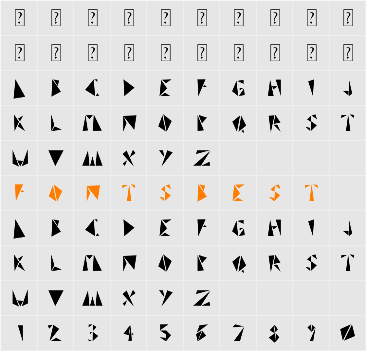 TRINISTA GRF Character Map
