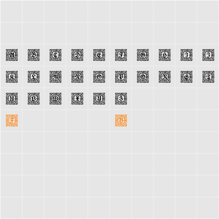 Schmuck-Initialen 1 Character Map