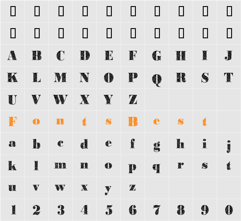 BodoniBrokenGlass2 Character Map