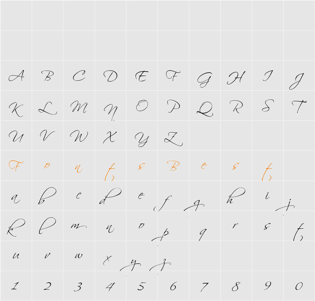 Scriptina Character Map