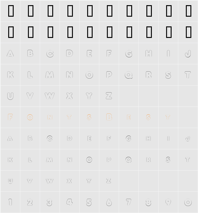 NeonOutline Character Map