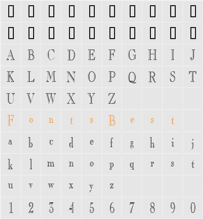 GravureCondensed Character Map