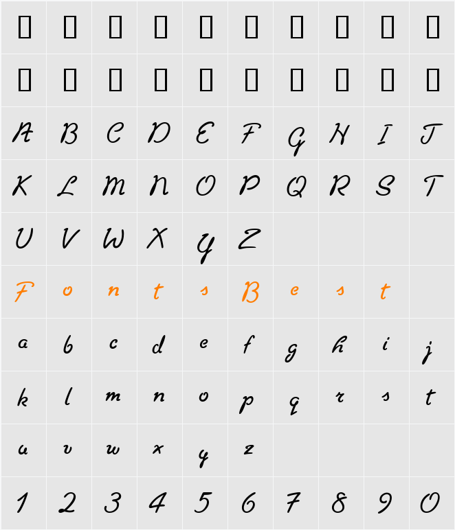 FrenchLetters Character Map