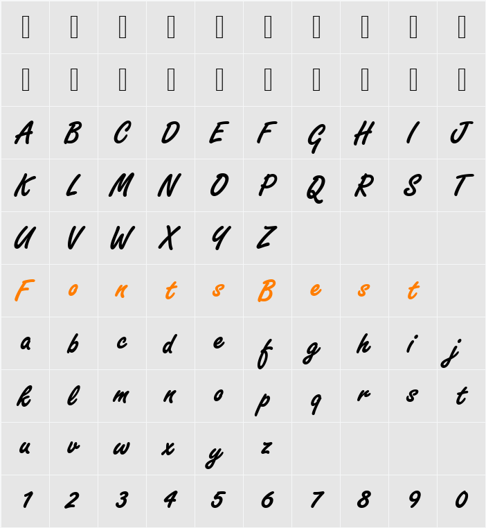 FreestyleScrDEE Character Map
