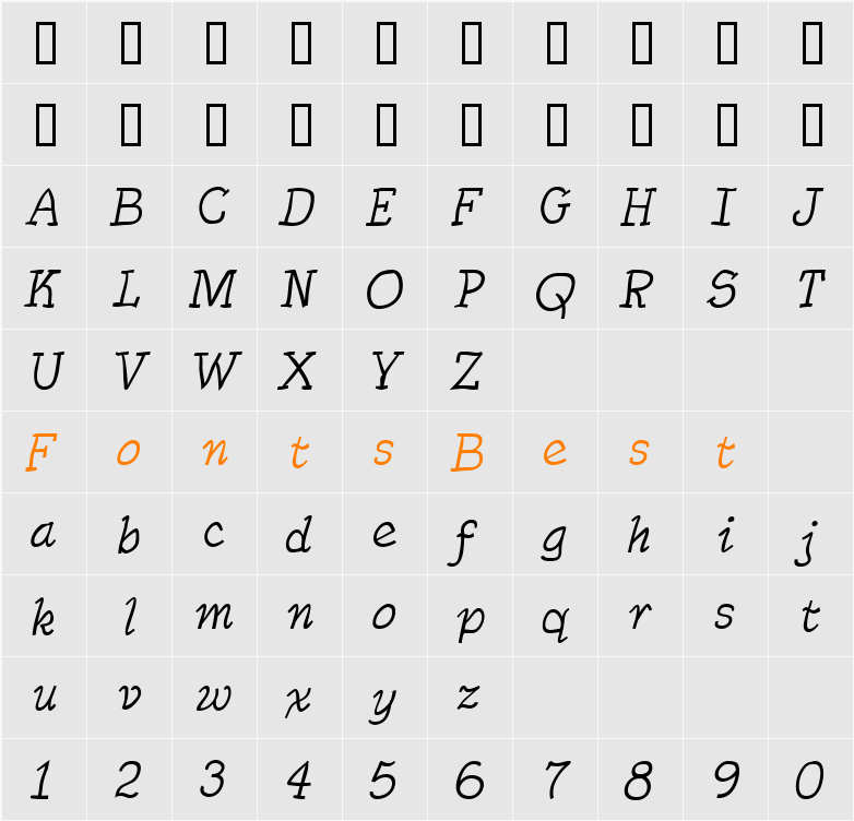 SarahfSlob Character Map