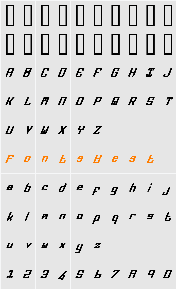 Zee Lance Bold Italic Character Map