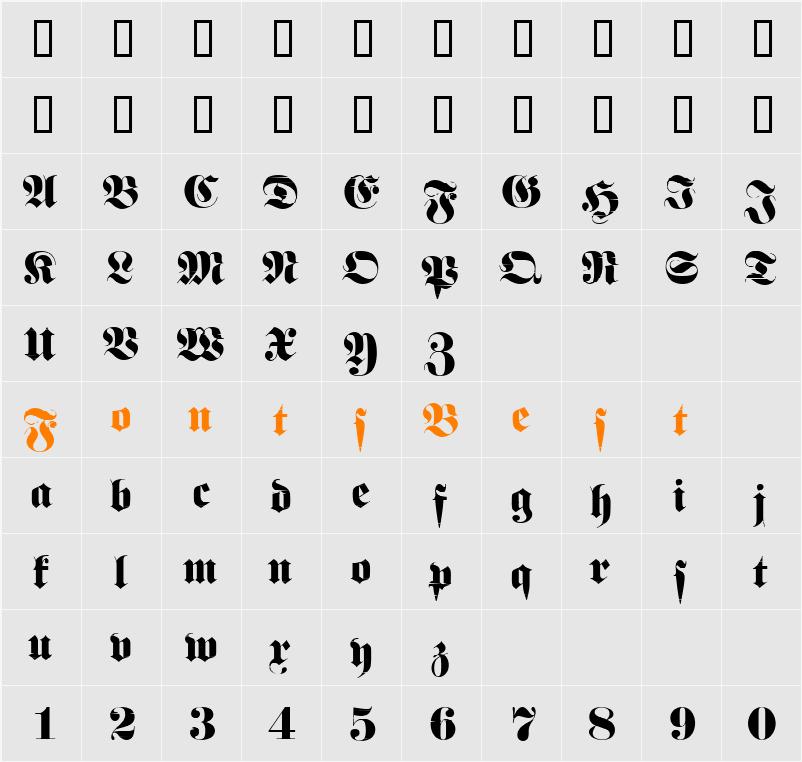 FrakturInkjet2 Character Map